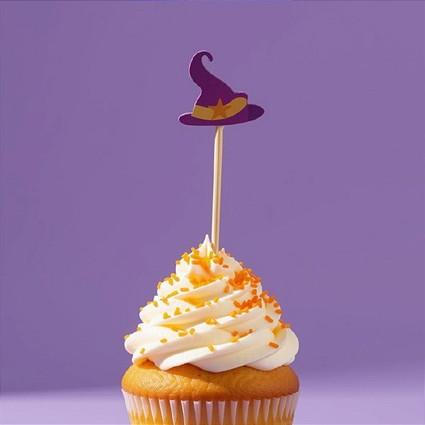 Pick Decorativo de Halloween - Chapéu de Bruxa - 12cm - 12 unidades - Cromus - Rizzo