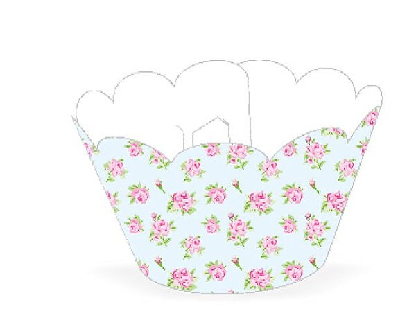 Wrapper para CupCake Tradicional Floral Azul Cod. 48.6 com 12 un. Nc Toys