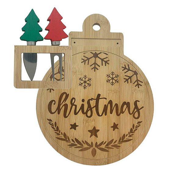 Tabúa com Faca e Garfo para Frios de Natal - 14x22cm - 3 unidades - Cromus - Rizzo