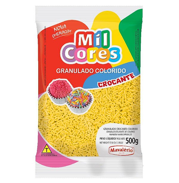 Granulado Aquarela Crocante Mil Cores Amarelo  - 500 g - Mavalério