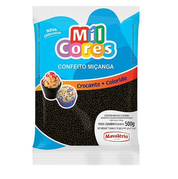 Confeito Miçanga Mil Cores Nº 0  Preta - 500 g  - Mavalério