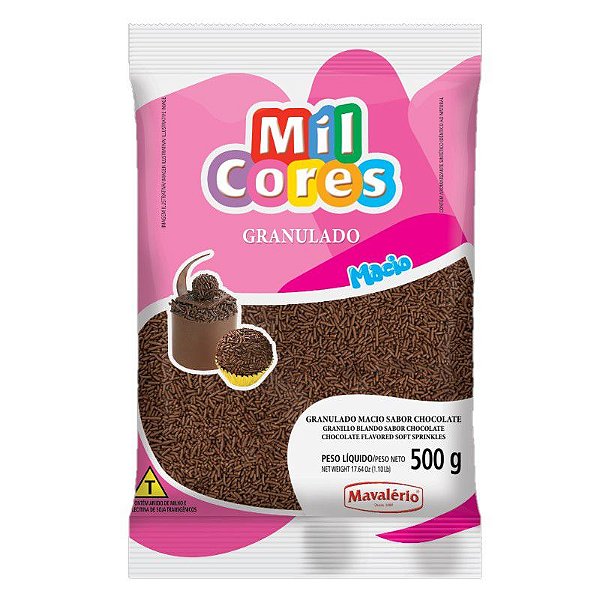 Granulado Macio Sabor Chocolate 500 g Mil Cores Mavalério Rizzo Confeitaria
