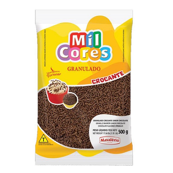 Granulado Crocante Sabor Chocolate 500 g Mil Cores Mavalério Rizzo Confeitaria