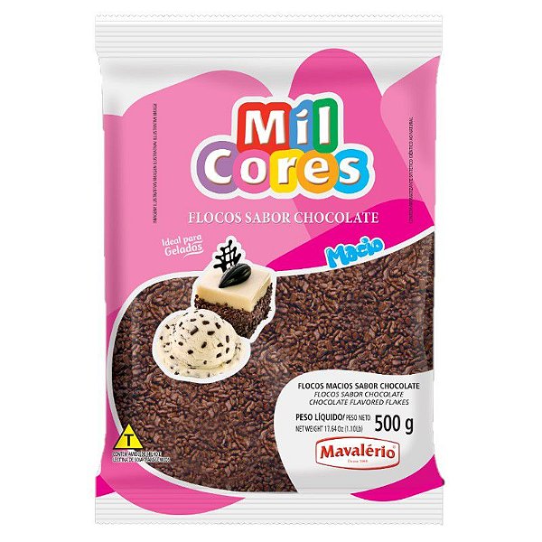 Flocos Macio Sabor Chocolate 500 g Mil Cores Mavalério Rizzo Confeitaria