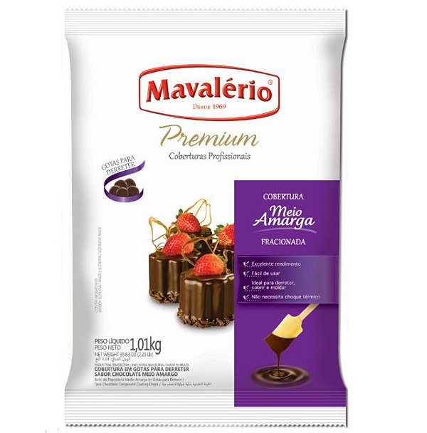 Cobertura em Gotas para derreter Chocolate Meio Amargo - 1 kg - Mavalério