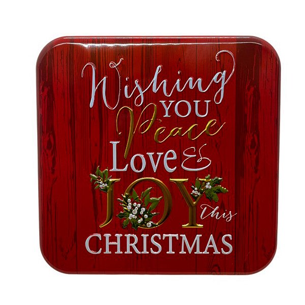 Lata de Metal de Natal Quadrada - Vermelha - 17x17x5,8cm - 1 unidade - Rizzo