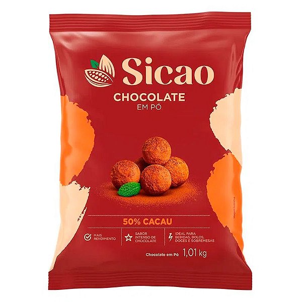 Chocolate em Pó 50% Cacau - 1,01 kg  - 1 unidade - Sicao - Rizzo