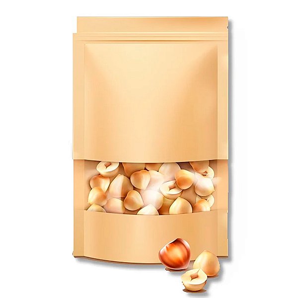 Saco de Papel Kraft com Visor Stand Up Pouch Zip 10x15cm - Hermético Fosco p Fora Impermeável p dentro - 10 un - Rizzo