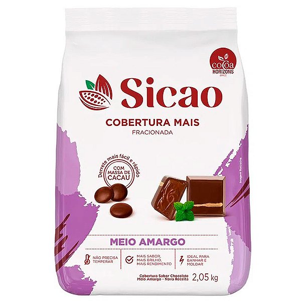 Cobertura Mais Meio Amargo  - Gotas - 2,05 kg  - 1 unidade - Sicao - Rizzo