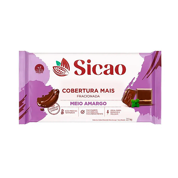 Chocolate Sicao Callebaut - Meio Amargo Fracionado - Barra 2,1Kg - Rizzo Confeitaria