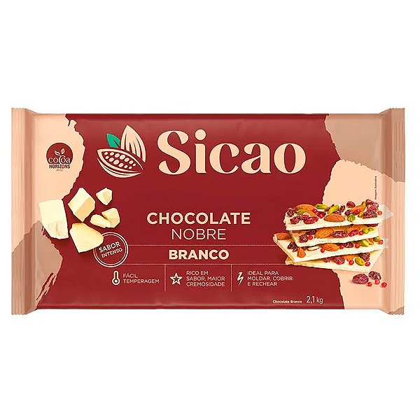 Chocolate Nobre Branco - Barra - 2,1 kg  - 1 unidade - Sicao - Rizzo