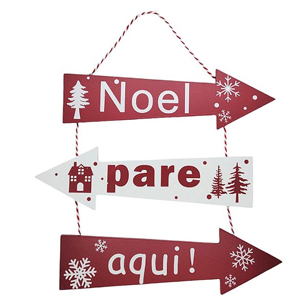 Enfeite de Pendurar de Natal - Placa Noel Pare Aqui - 22x22,5cm - 1 unidade - Rizzo