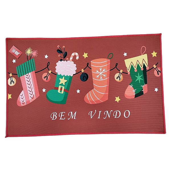 Tapete Decorativo de Natal - Meias de Natal - 50x80cm - 1 unidade - RizzoR2M32A1P11