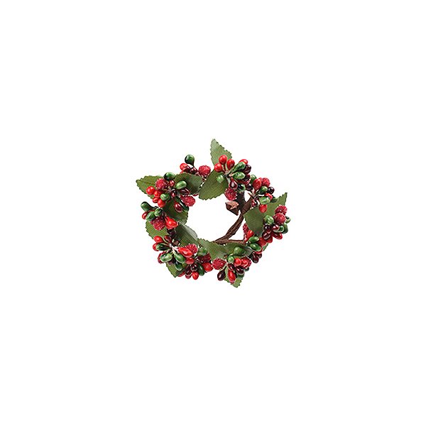 Mini Guirlanda Folhas e Frutas - Vermelho e Verde - 7cm - 1 unidade - Cromus - Rizzo