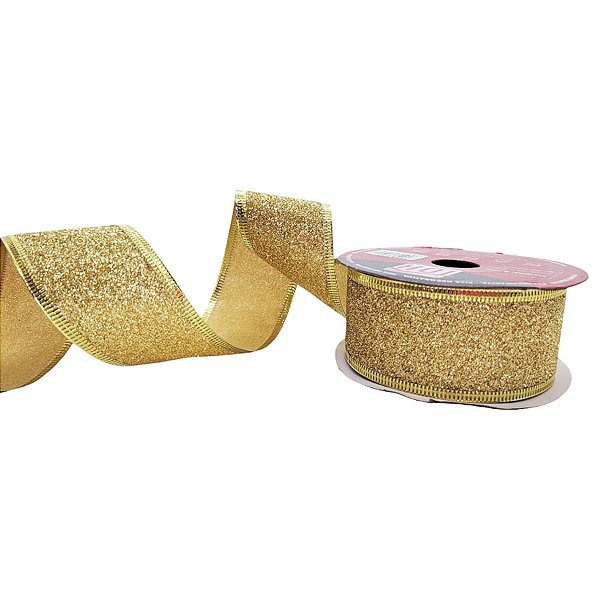 Fita Decorativa - Glitter Dourada com Borda - 3,8x914cm - 1 unidade - Rizzo
