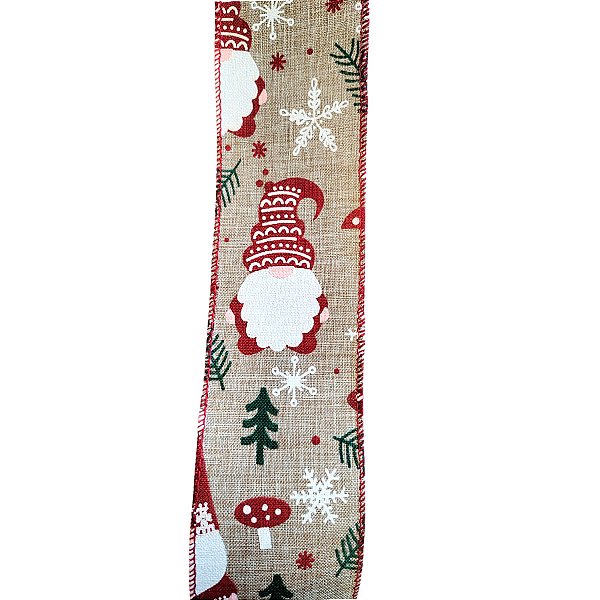 Fita Decorativa de Natal - Noel e Pinheiros - 7x914cm - 1 unidade - Rizzo