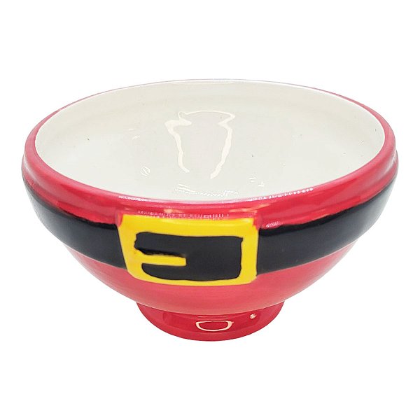 Tigela Decorativa de Cerâmica de Natal - Cinto Noel - 13,5x8cm - 1 unidade - Rizzo