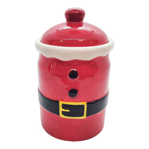 Pote Decorativo em Cerâmica de Natal - Cinto Noel - 12x9,5cm - 1 unidade - Rizzo
