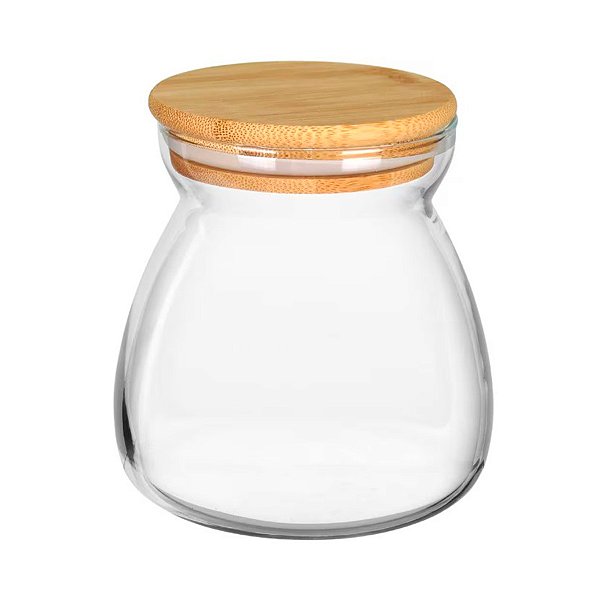 Pote de Vidro Hermético com Tampa de Bambu - 12cm - 650ml - 1 unidade - Rizzo