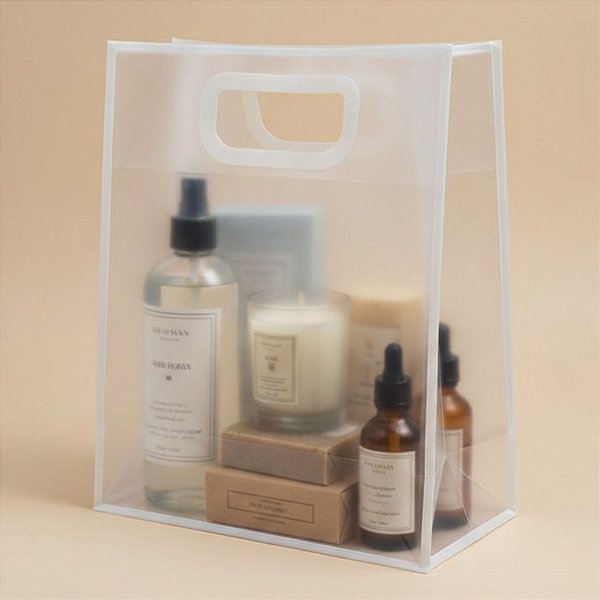 Sacola Transparente PVC com Alça - Branca - 25x30x15cm - 1 unidade - Rizzo