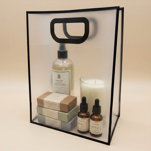 Sacola Transparente PVC com Alça - Preto - 25x30x15cm - 1 unidade - Rizzo