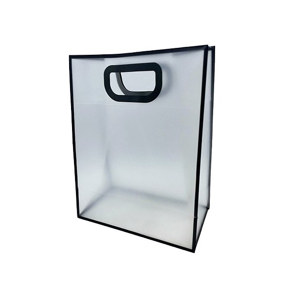 Sacola Transparente PVC com Alça - Preta - 21x27x11cm - 1 unidade - Rizzo