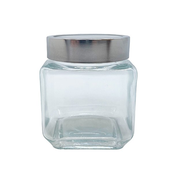 Pote de Vidro Quadrado com Tampa Visor - 10,5x9cm - 1 unidade - Rizzo