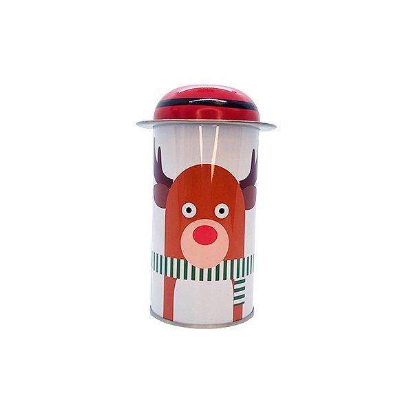 Lata de Metal de Natal - Rena com Cachecol - 11cm - 1 unidade - Rizzo