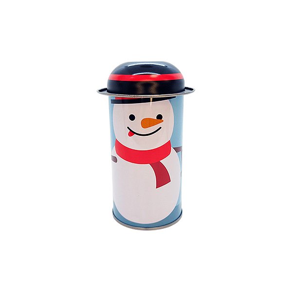 Lata de Metal de Natal - Boneco de Neve - Azul - 11cm - 1 unidade - Rizzo