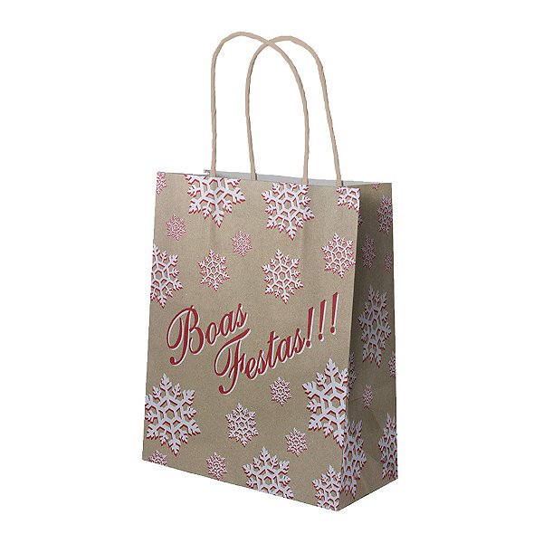 Sacola de Papel - 27x20x33cm - Boas Festas Natal - Ref.6321 - 10 unidades - WMA - Rizzo