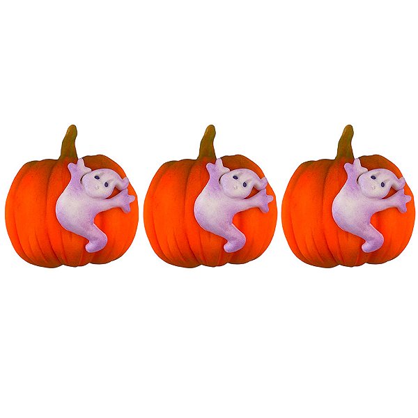 Confeito de Açúcar - Abóbora com Fantasma - 4cm - 3 unidades - Encantos de Açúcar - Rizzo