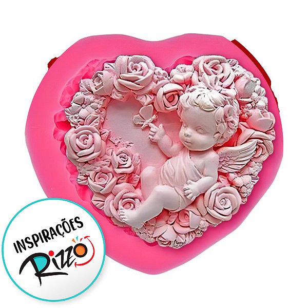 Molde de Silicone - Anjo Moldura de Coração - 8,8cm - 1 unidade - Prime Chef - Rizzo