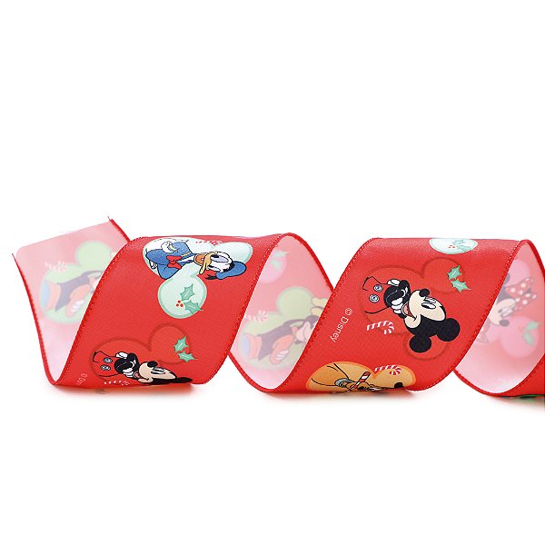 Fita Decorativa Aramada de Natal - Turma do Mickey - 6,3cm x 9,14m - 1 unidade - Cromus - Rizzo