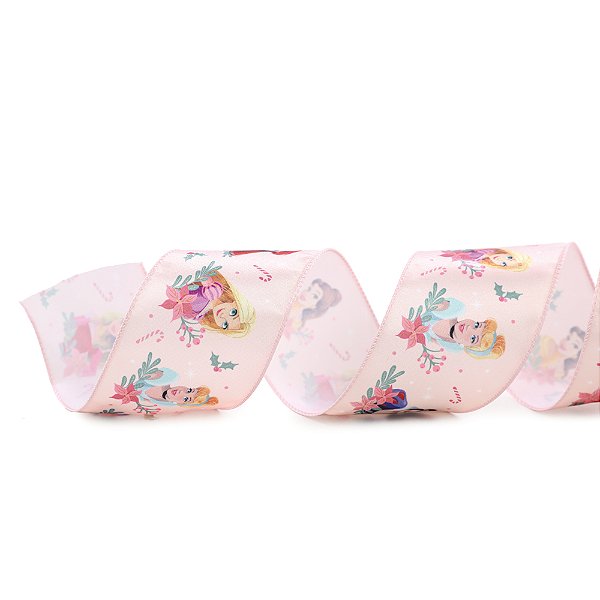 Fita Decorativa Aramada de Natal - Princesas Rosa - 6,3cm x 9,14m - 1 unidade - Cromus - Rizzo