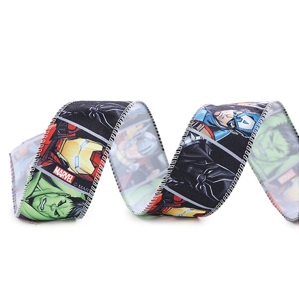 Fita Decorativa Aramada de Natal - Avengers - 3,8cm x 9,14m - 1 unidade - Cromus - Rizzo