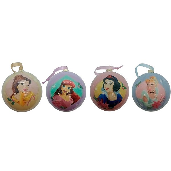 Bola de Natal Disney Original - Princesas - 8cm - 4 unidades - Cromus - Rizzo