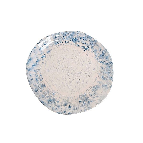 Prato Cerâmica Premium Sobremesa - Bege e Azul 20,5cm - 1 unidade - Rizzo