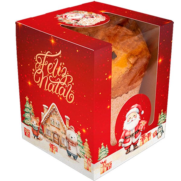 Caixa de Panetone Classic com Visor - Natal Encantado - 5 unidades - Ideia Embalagens - Rizzo