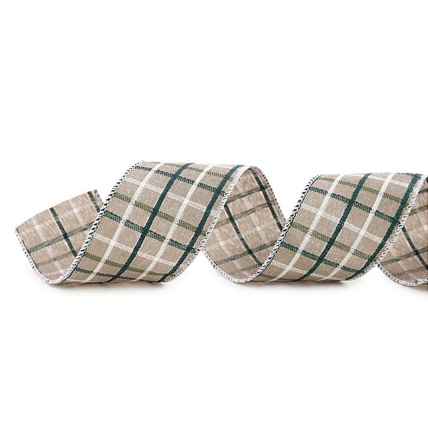 Fita Decorativa Aramada - Cruzada Verde e Branco - 6,3cm x 9,14m - 1 unidade - Cromus - Rizzo