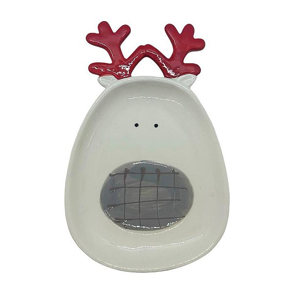 Petisqueira de Cerâmica - Rena de Natal - 22cm - 1 unidade - Rizzo - Rizzo