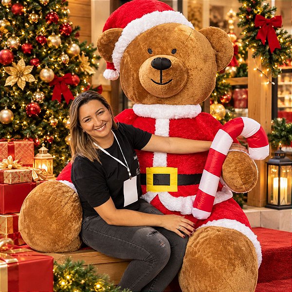 Urso De Natal Premium Gigante Inflável Com Led - 127v - 1,8m - 1 unidade - Cromus - Rizzo