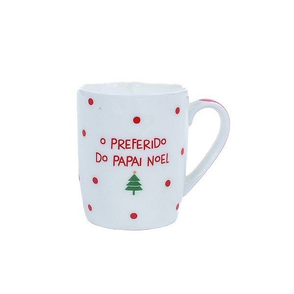 Caneca de Cerâmica Noel - Branco/Verde/Vermelho - 440ml - 1 unidade - Cromus - Rizzo