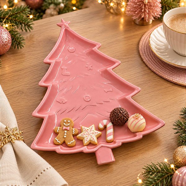 Bandeja Decorativa - Pinheiro Rose - 20x25cm - 1 unidade - Só Boleiras - Rizzo