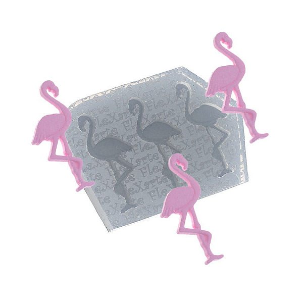 Molde de silicone Trio de Flamingos Ref. 68 Flexarte Rizzo Confeitaria