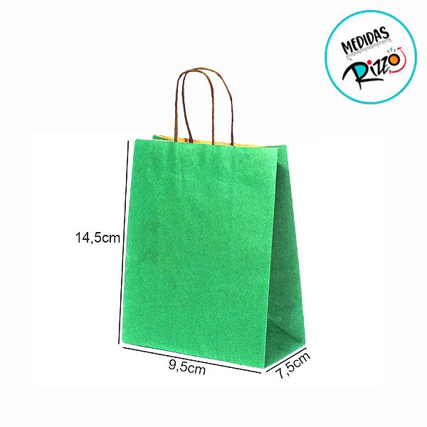 Sacola de Papel - 9,5x7,5x14,5cm - Kratf Natural Verde Limão - Ref. 5033 - 10 unidades - WMA - Rizzo