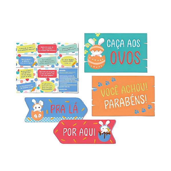 Kit Caça Aos Ovos De Páscoa Com Plaquinhas - 1 unidade - Cromus - Rizzo