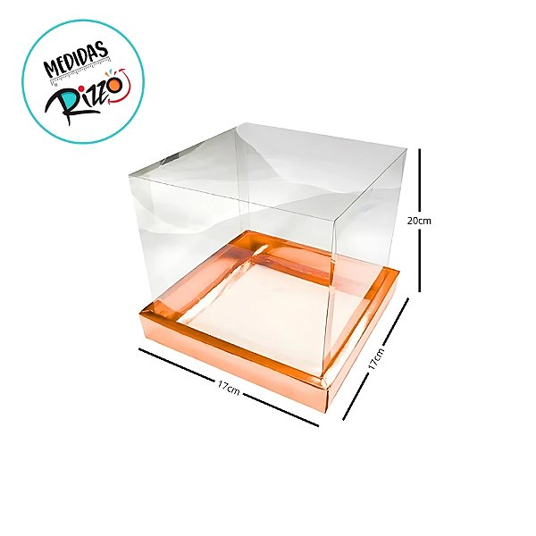 Caixa Para Bolo Pvc Base Cobre Texturizada - 17x20x17cm - 5 unidades - Assk - Rizzo