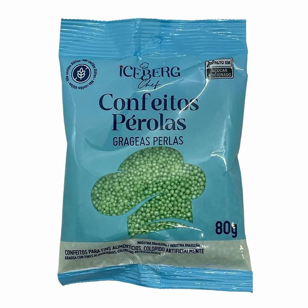 Confeito Perolado Verde - 80g - 1 unidade - IceBerg - Rizzo