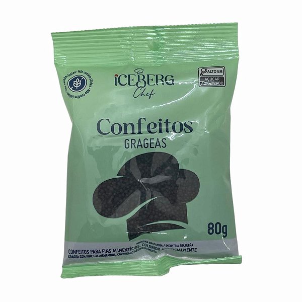 Confeito Decorativo Preto - 80g - 1 unidade - IceBerg - Rizzo