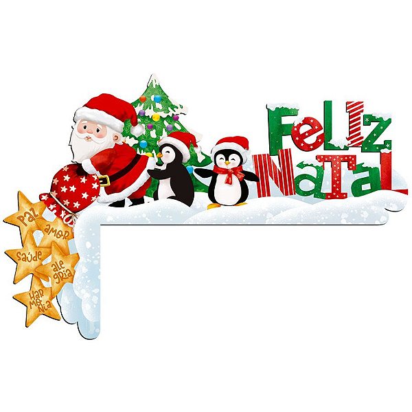 Enfeite de Porta ''Feliz Natal'' - 31x47cm - Ref. DHN-073 - 1 unidade - Litoarte - Rizzo